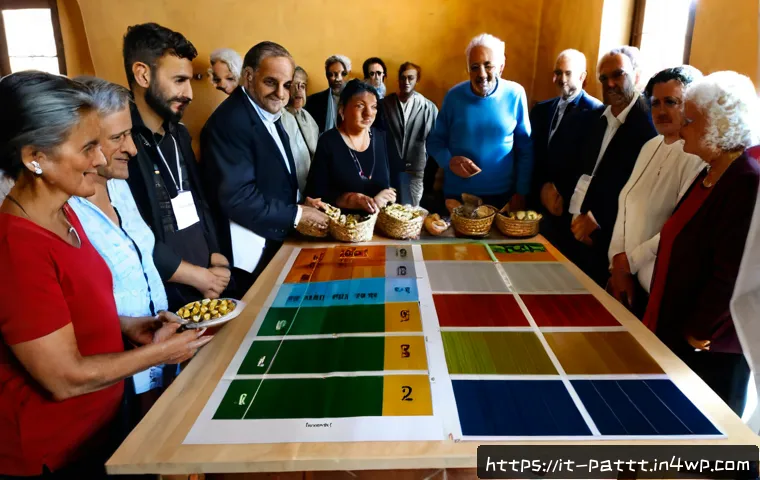 Home 13 대안경제 모델에서의 성과 측정 방법 - Photorealistic community cooperative meeting in a sunlit Italian town hall, diverse adults and senio...