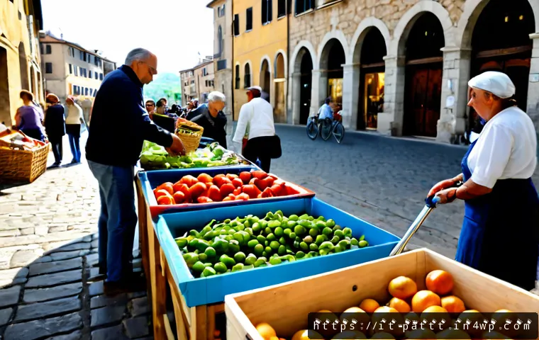 경제적 불평등 해소를 위한 대안경제 모델 - Photorealistic community-owned food cooperative in a sunlit Italian town square, diverse working adu...